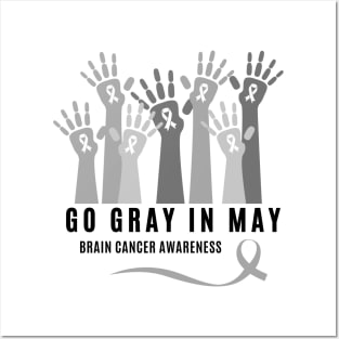 Go Gray In May Shirt Rainbow Brain Cancer Tumor Awareness Posters and Art